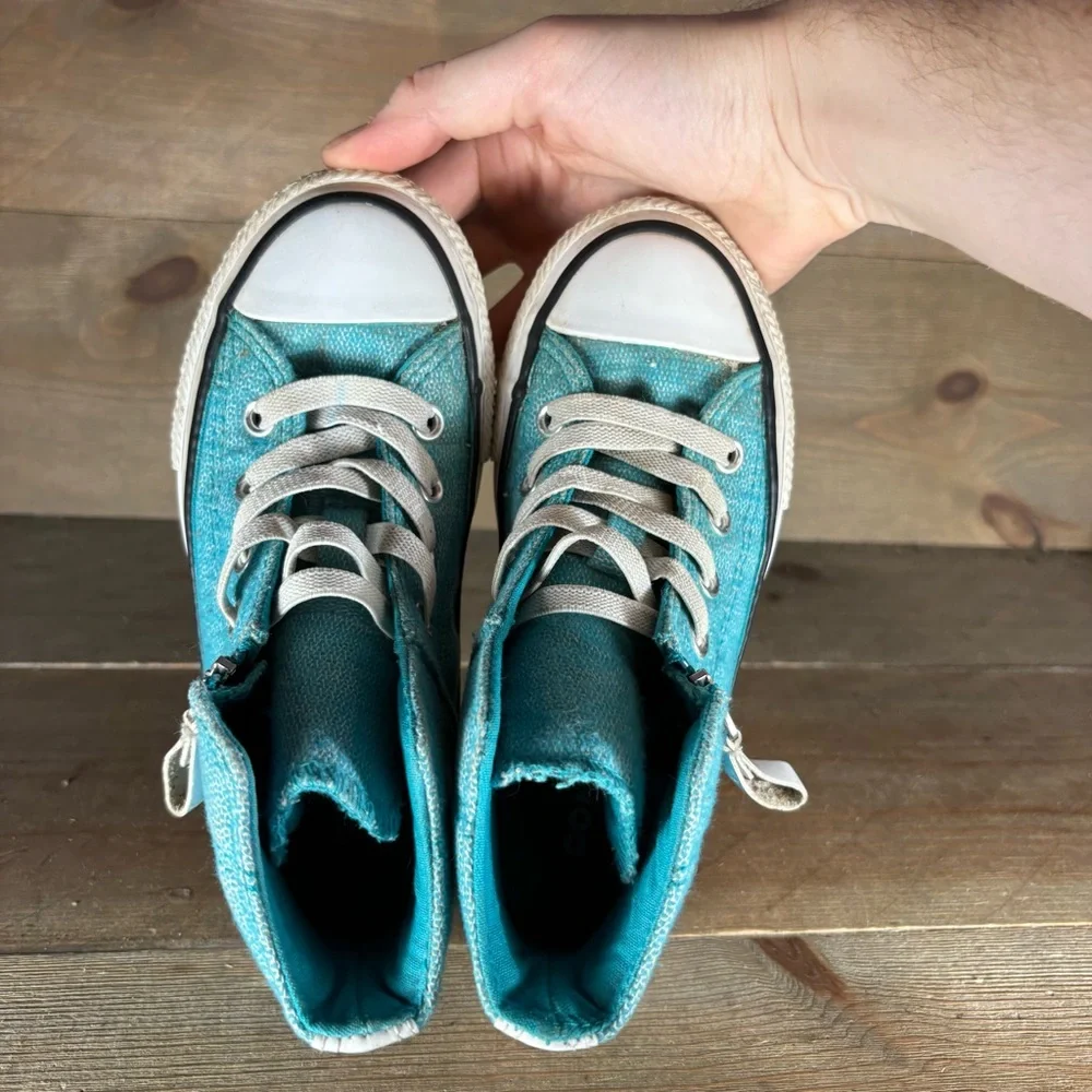 converse all star chuck taylor kid youth size 11 shoe blue zip hightop sneaker